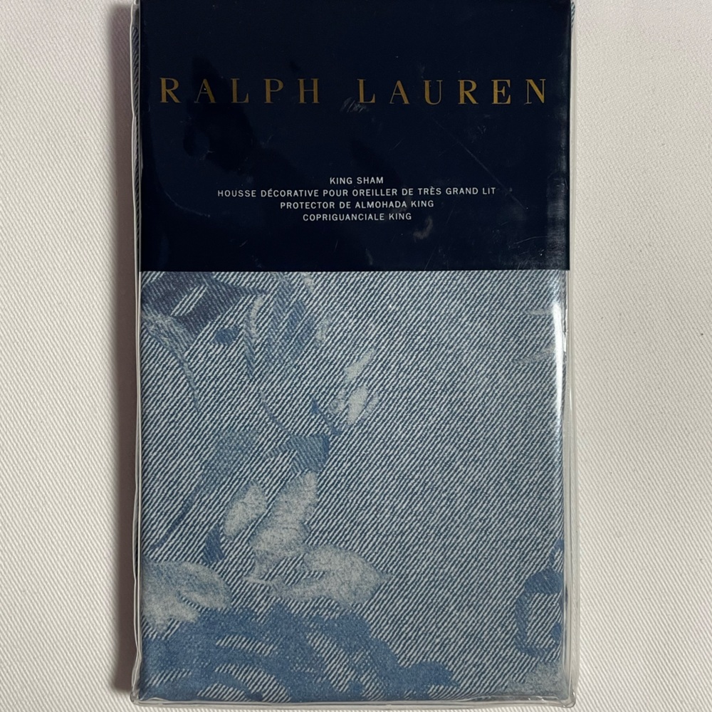 NWT  RALPH LAUREN KING SHAM    INDIGO MONTAUK FURL